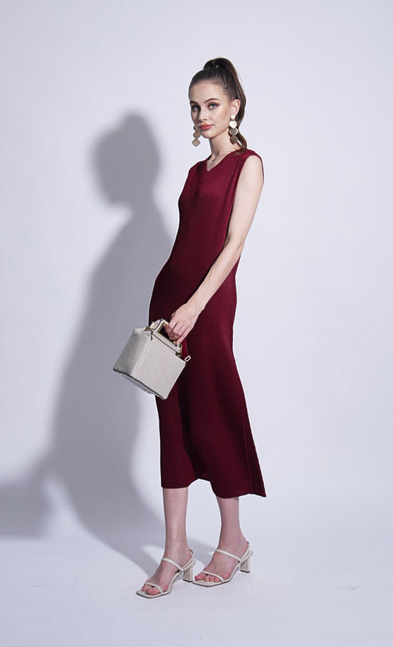 Miss Elevate Dress in Merlot Red