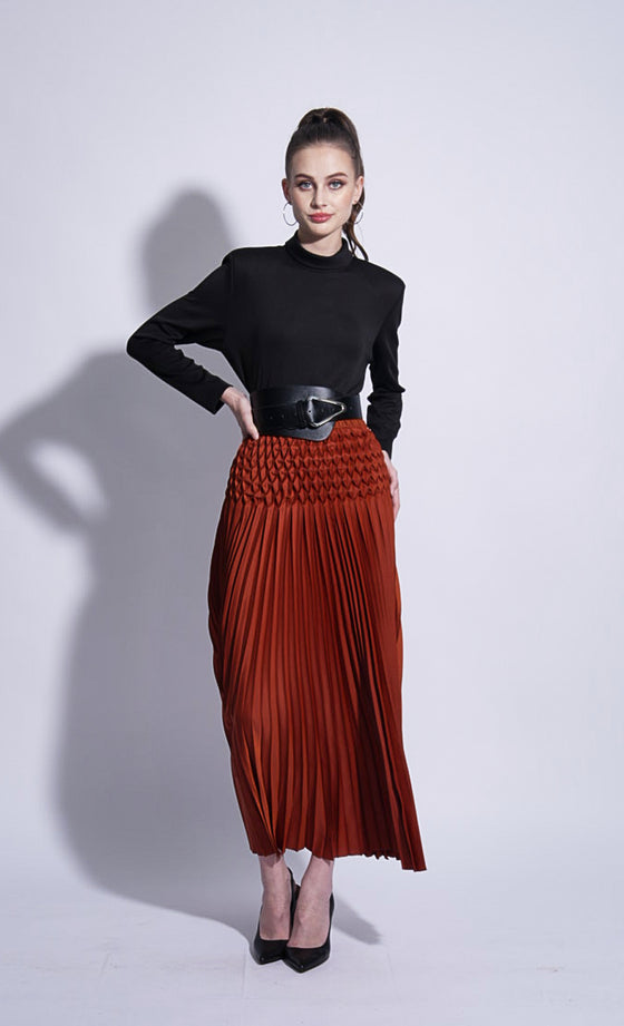 Miss Eminent Skirt in Rust Brown