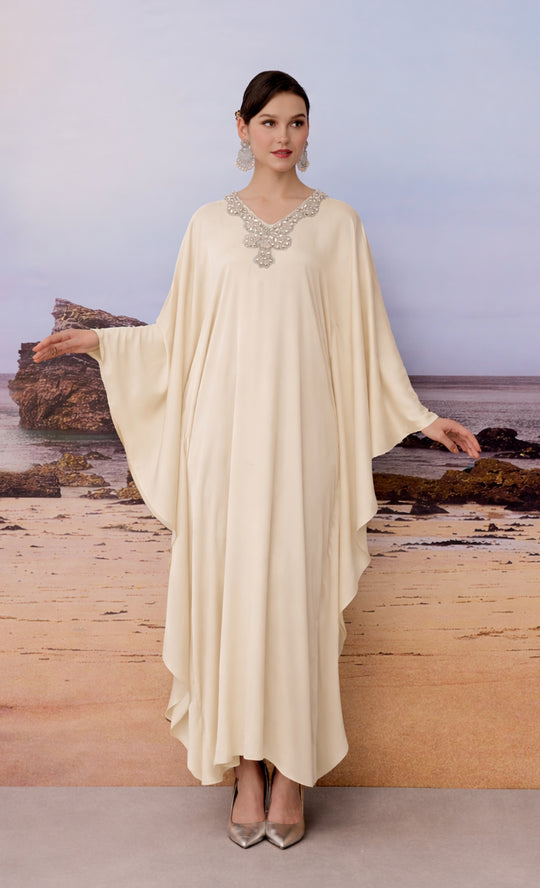 Breathe Caftan in Pristine Cream