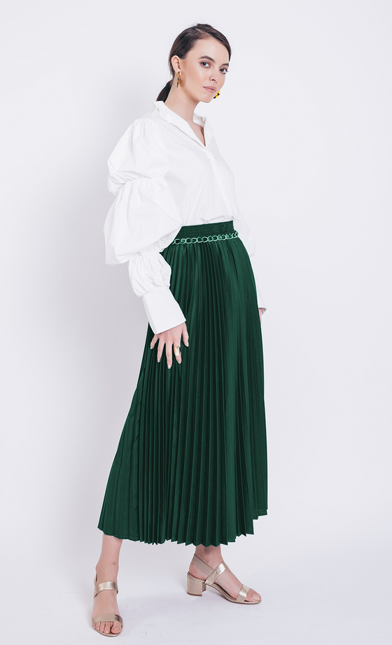 Nayla Pleated Skirt in Green