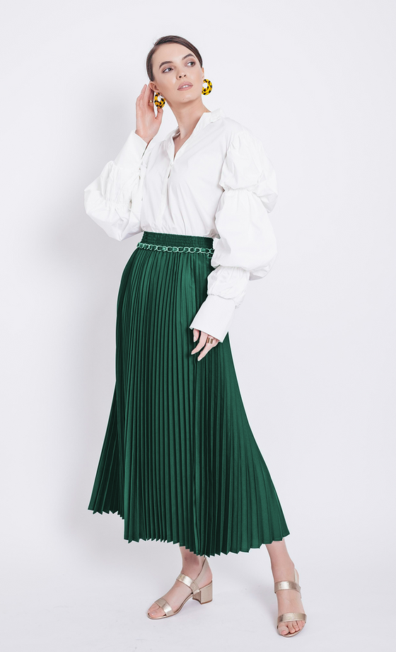 Nayla Pleated Skirt in Green