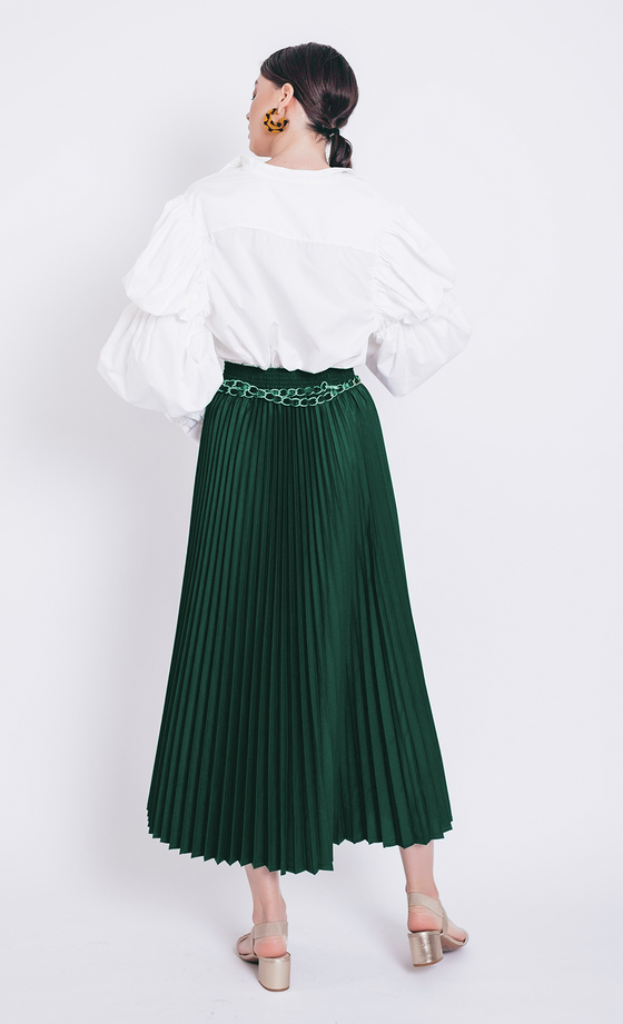 Buy green pleated skirt hot sale