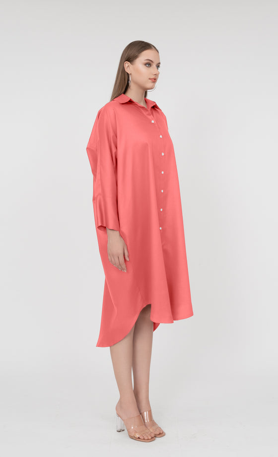 Alice Oversized Shirt in Living Coral