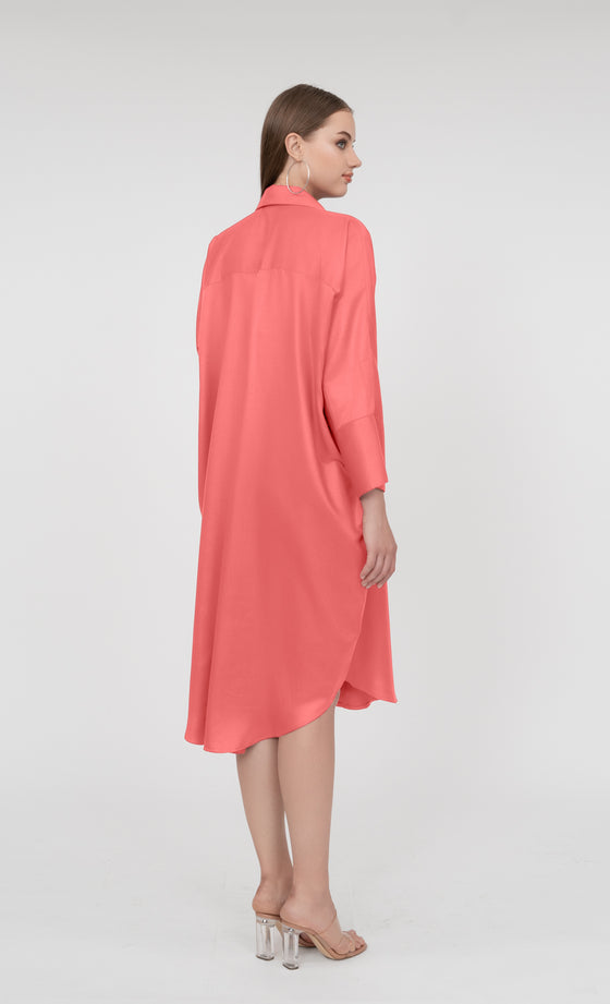 Alice Oversized Shirt in Living Coral