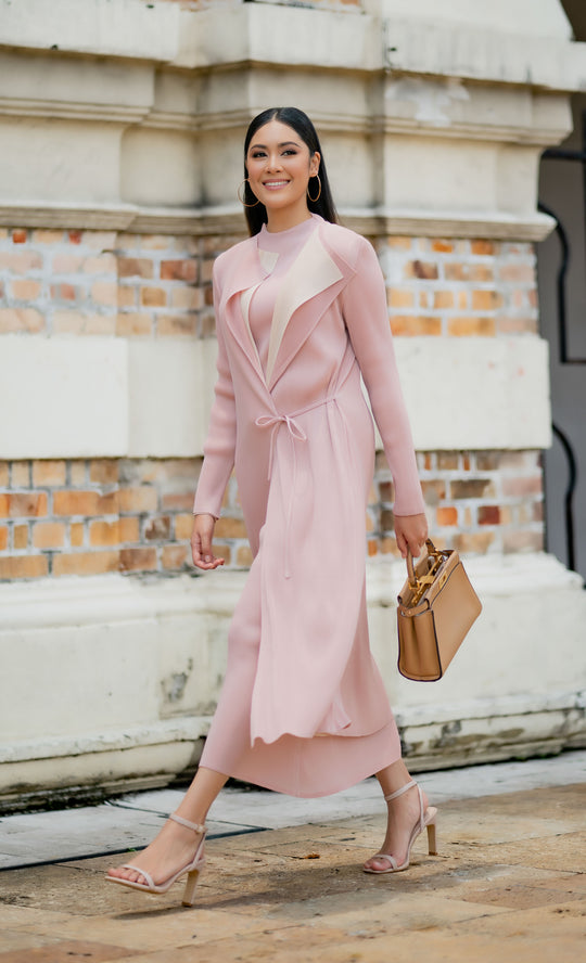 Miss Iconic Dual Cardigan in Blush Pink and Cream