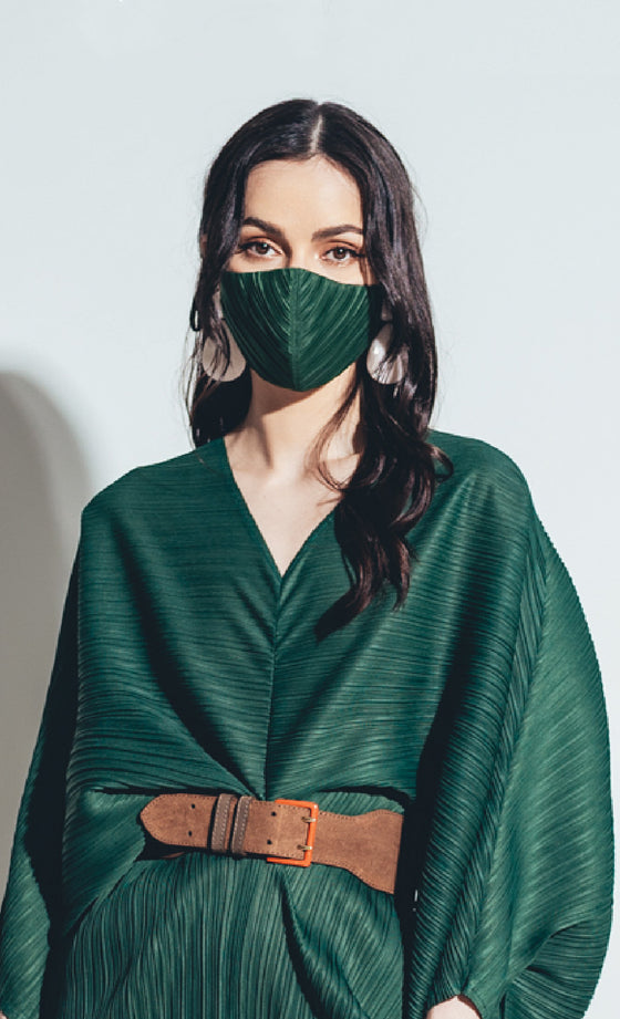 Freedom Pleated Mask in Emerald Green