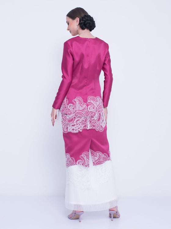 TQ Frontliners Kurung Lace in Hot Pink