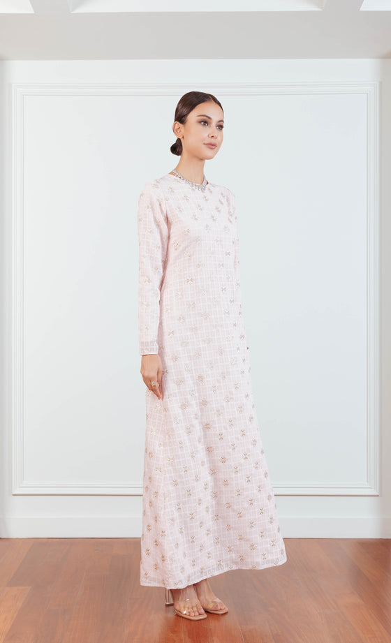 Regalia Embroidery Dress Cardigan in Blush Pink