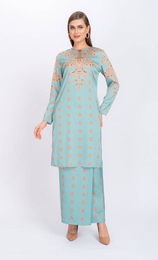 Paisley Traditional Kurung in Sea Blue
