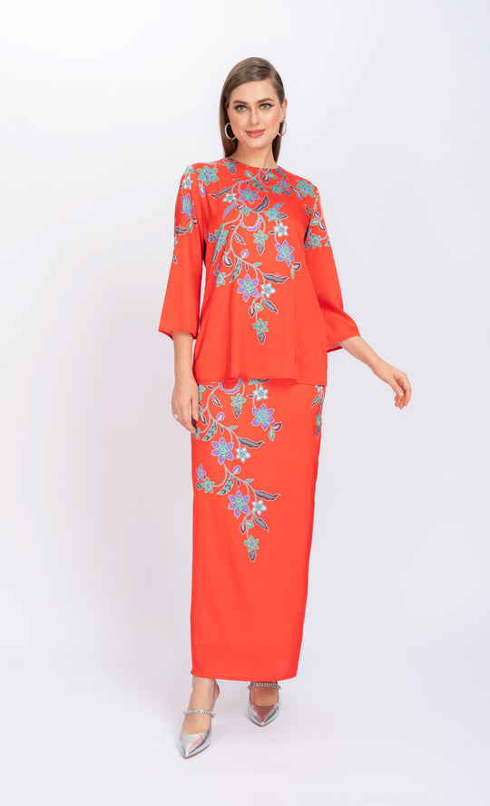 Batik Kurung Kedah in Red