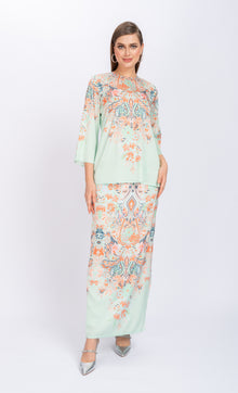  Paisley Kurung Kedah in Pastel Green