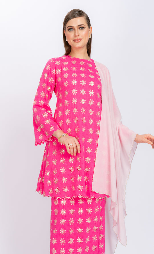 Larney Embroidery Shawl in Blush Pink