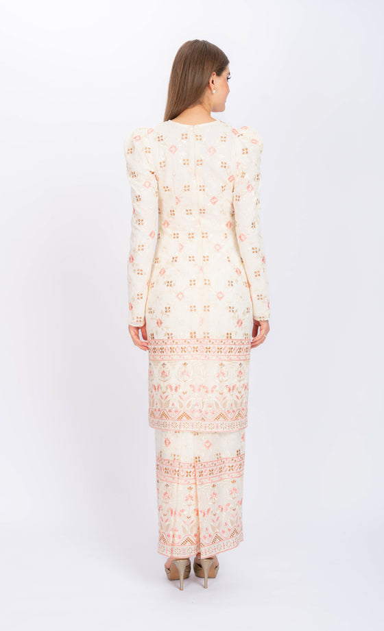 Mercy Embroidery Kurung in White