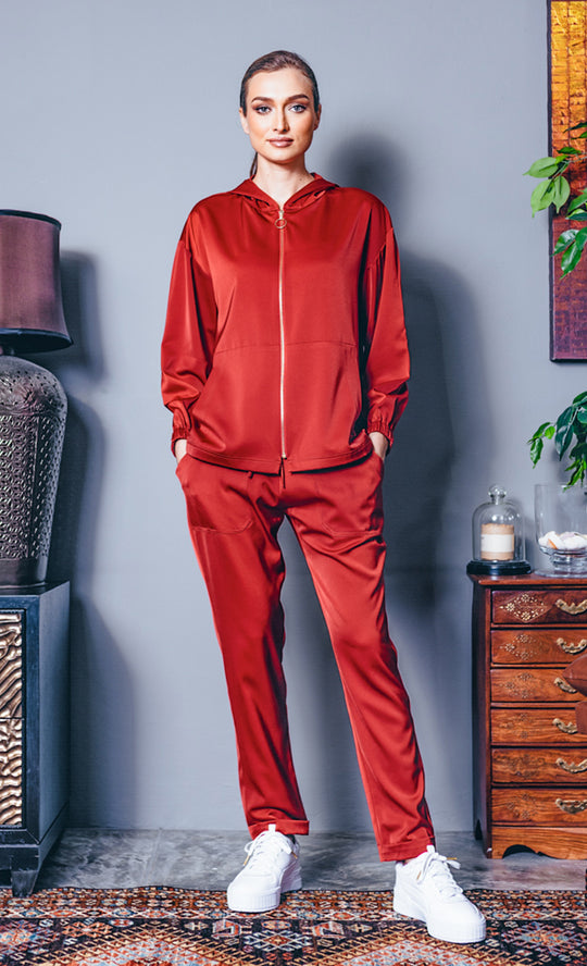 Daphne Satin Pants in Brick