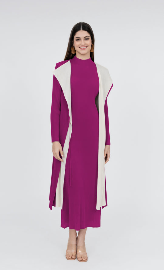 Miss Iconic Dual Cardigan in Magenta and Cream