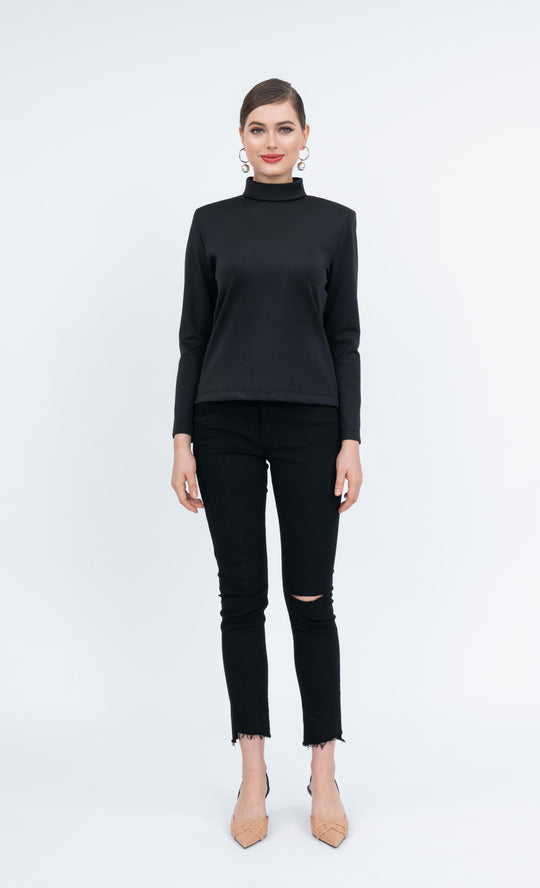 Arlene High Neck Top in Black