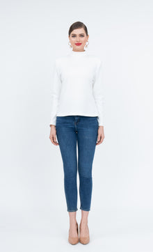  Arlene High Neck Top in White