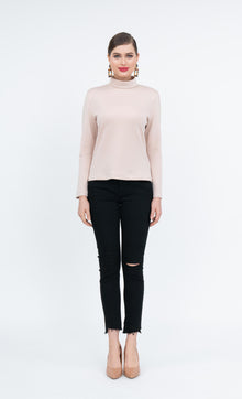  Arlene High Neck Top in Nude