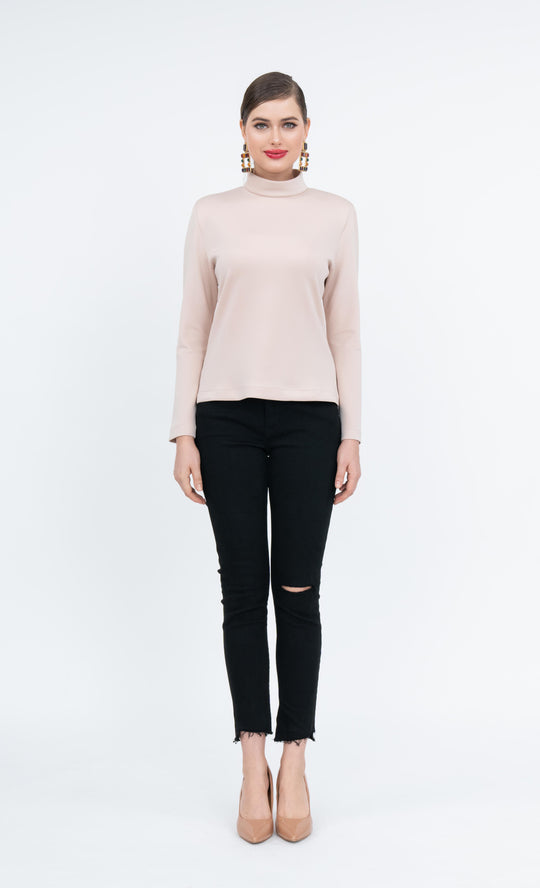 Arlene High Neck Top in Nude