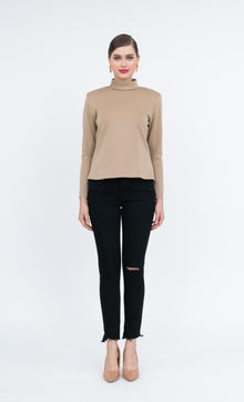  Arlene High Neck Top in Hazelnut
