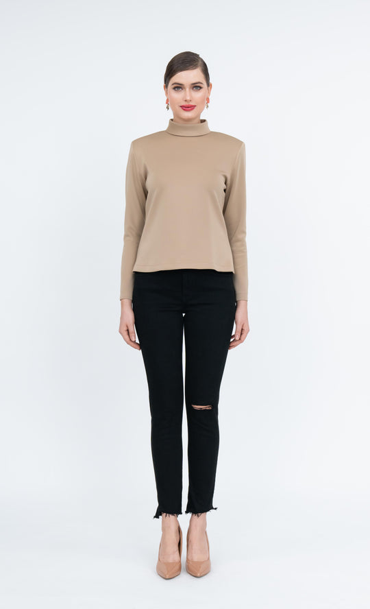 Arlene High Neck Top in Hazelnut