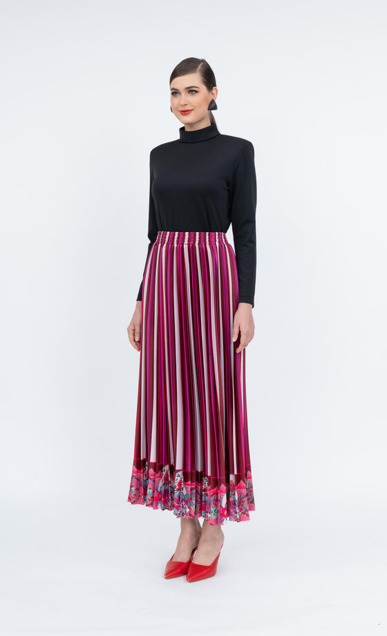 Mirabella Skirt in Stripe Magenta