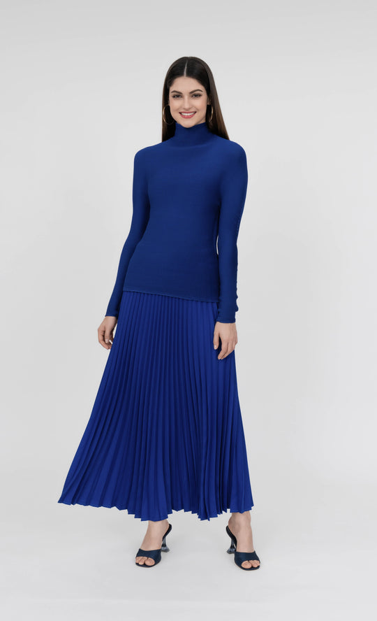 Miss Fine High Neck Top in Royal Blue