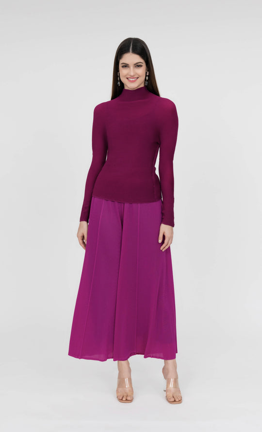 Miss Fine High Neck Top in Deep Magenta