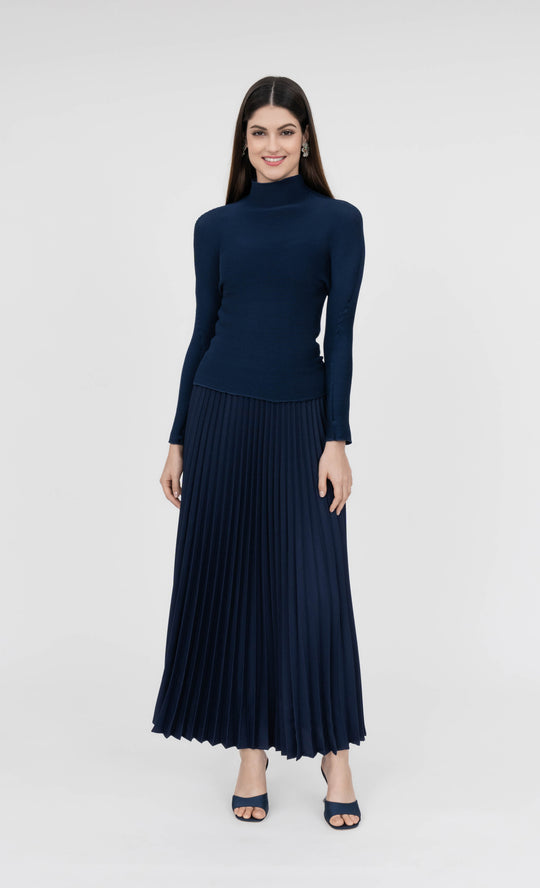 Miss Fine High Neck Top in Yale Blue