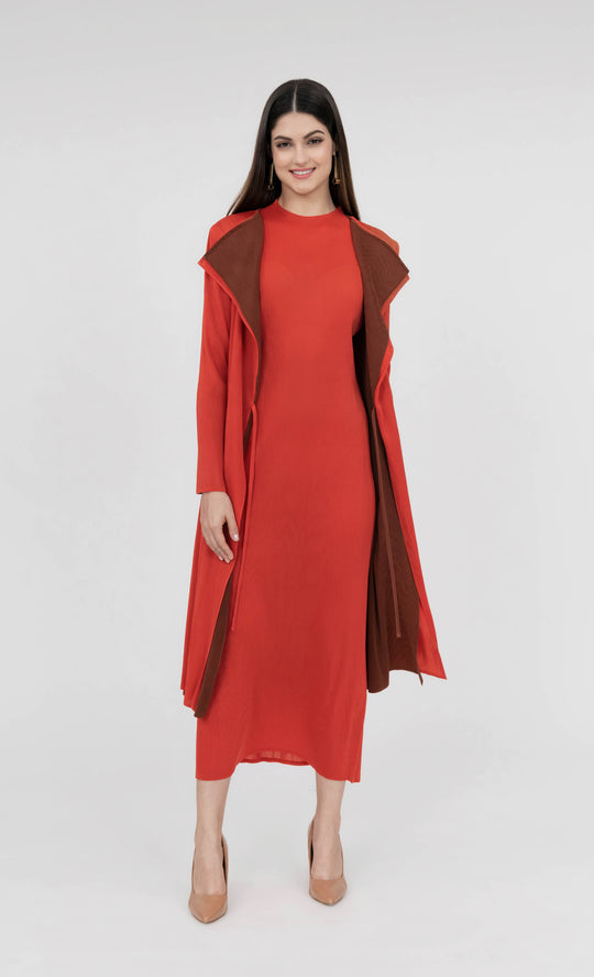 Miss Iconic Dual Cardigan in Tangerine and Sienna Brown