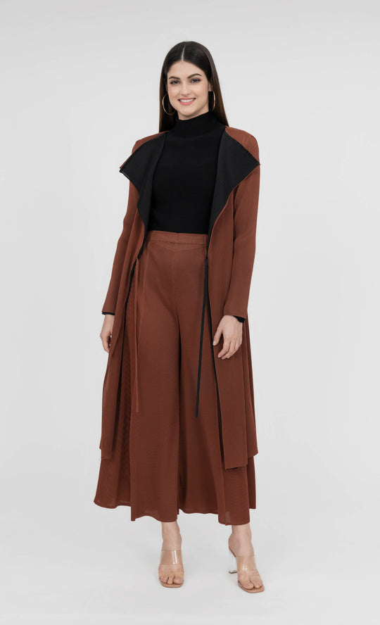 Miss Iconic Dual Cardigan in Sienna Brown and Black