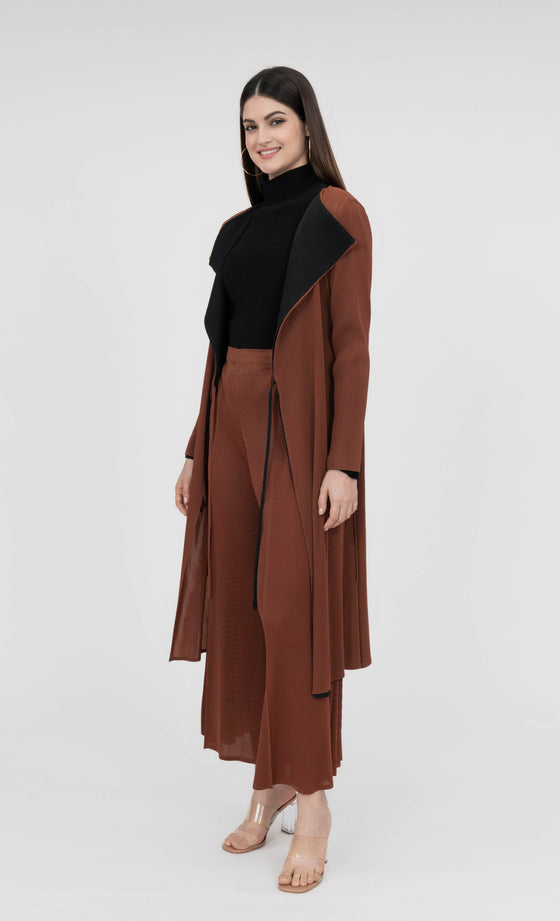 Miss Iconic Dual Cardigan in Sienna Brown and Black