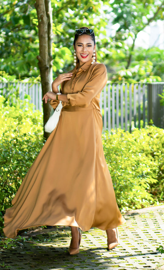 Marienne Dress in Amber Brown