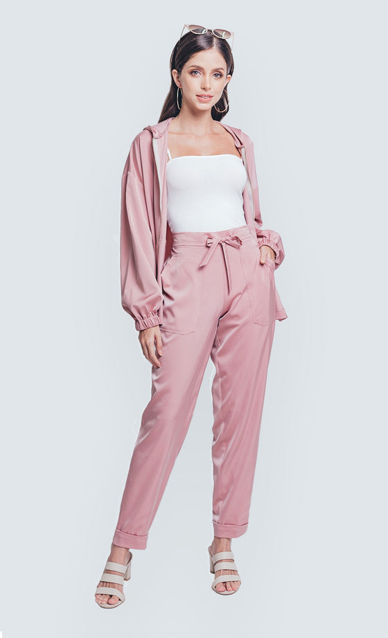 Daphne Satin Pants in Blush Pink