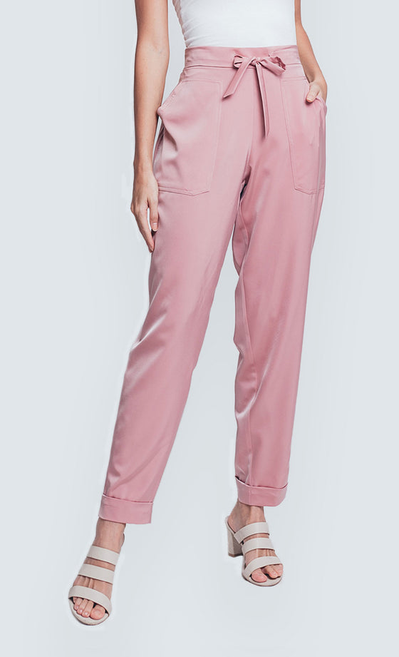 Blush Pink Paperbag Pants - Savvy Lane