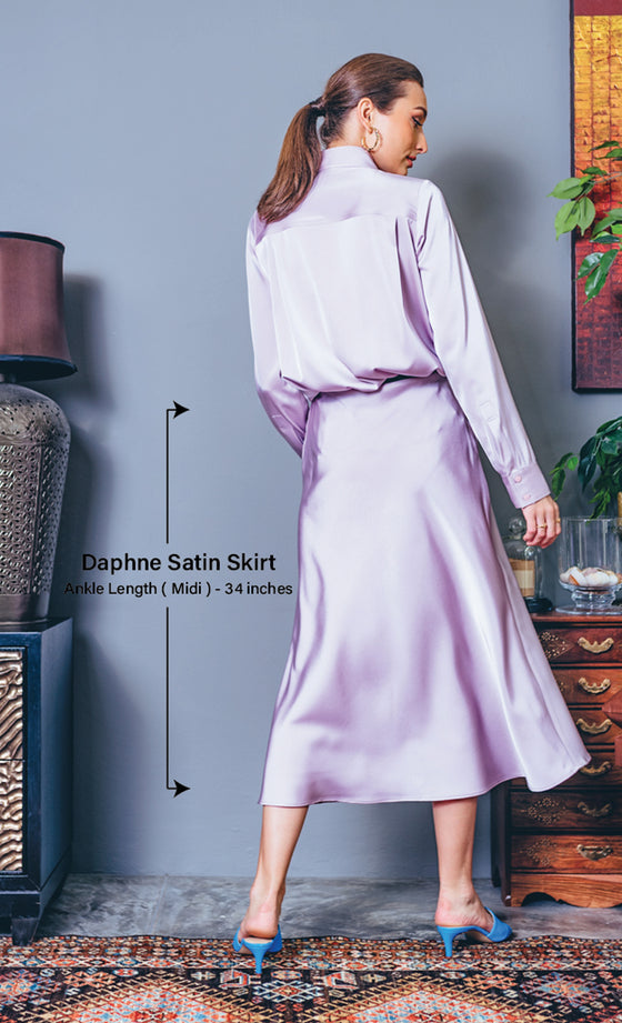 Daphne Satin Skirt in Lilac