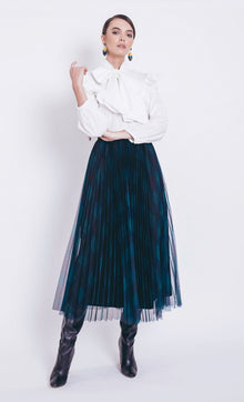  Helena Plaid Pleated Skirt in Green