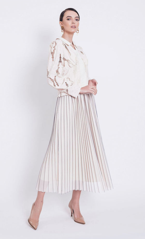 Helena Tulle Pleated Skirt in Blush Pink