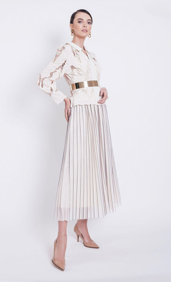 Helena Tulle Pleated Skirt in Blush Pink