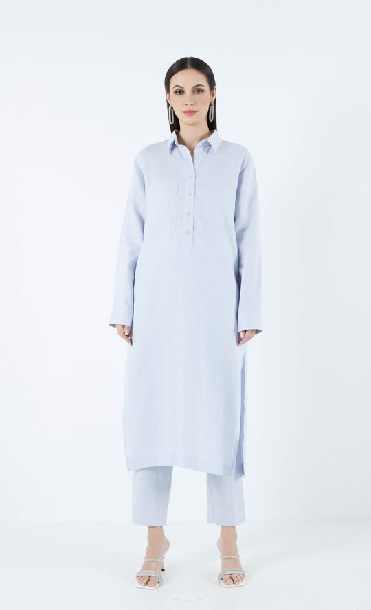 Casablanca Long Shirt in Cerulean Blue