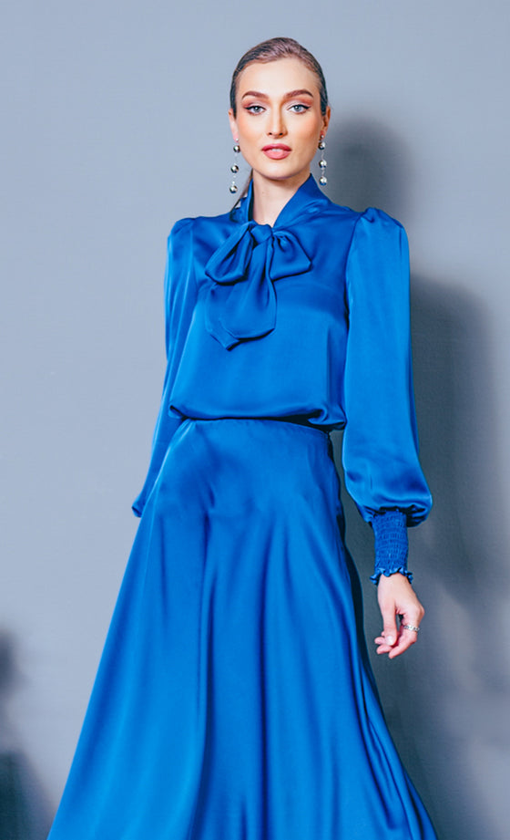 Marienne Bow Top in Sapphire Blue