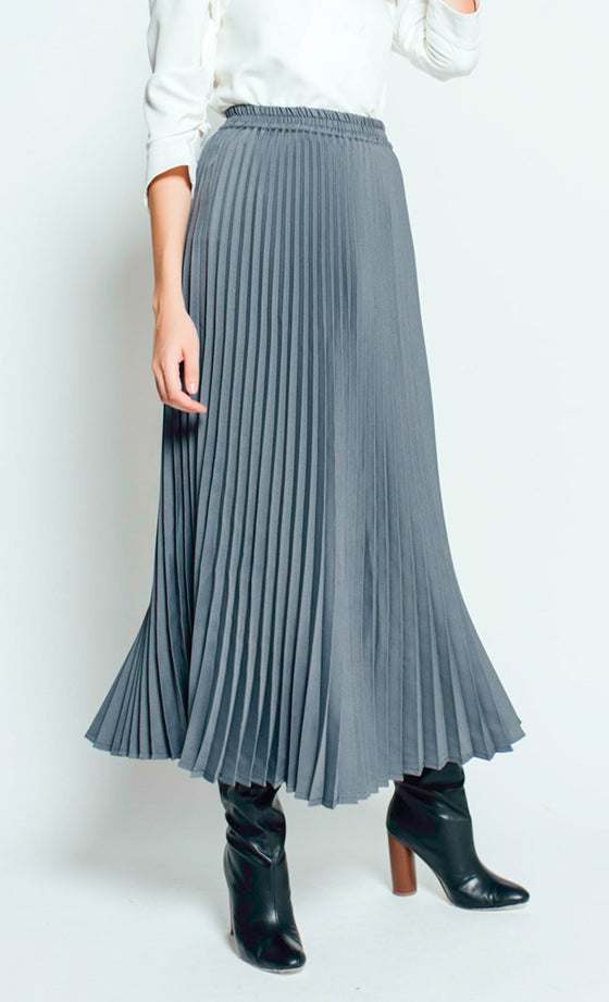 Olivia Pleated Skirt in Grey