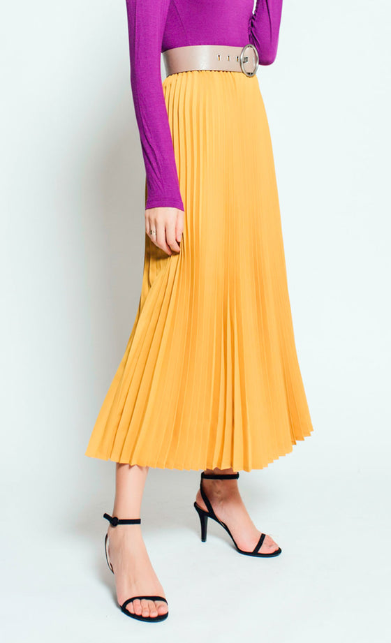 Olivia Pleated Skirt in Mustard