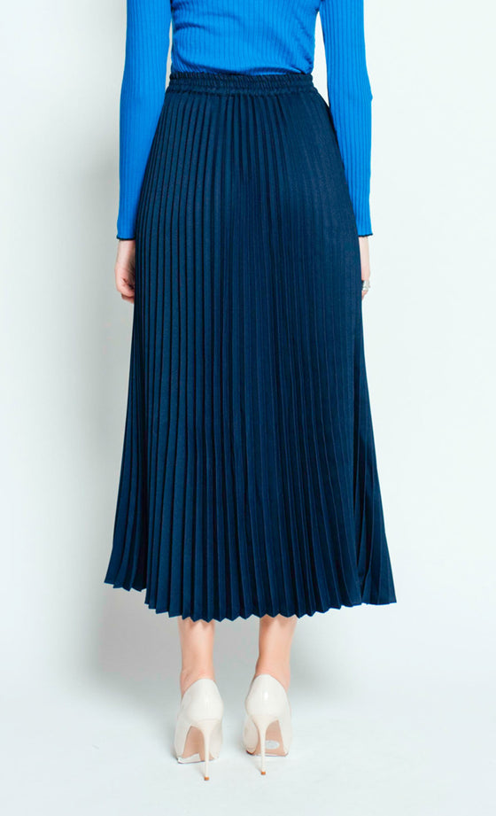 Olivia Pleated Skirt in Navy Blue