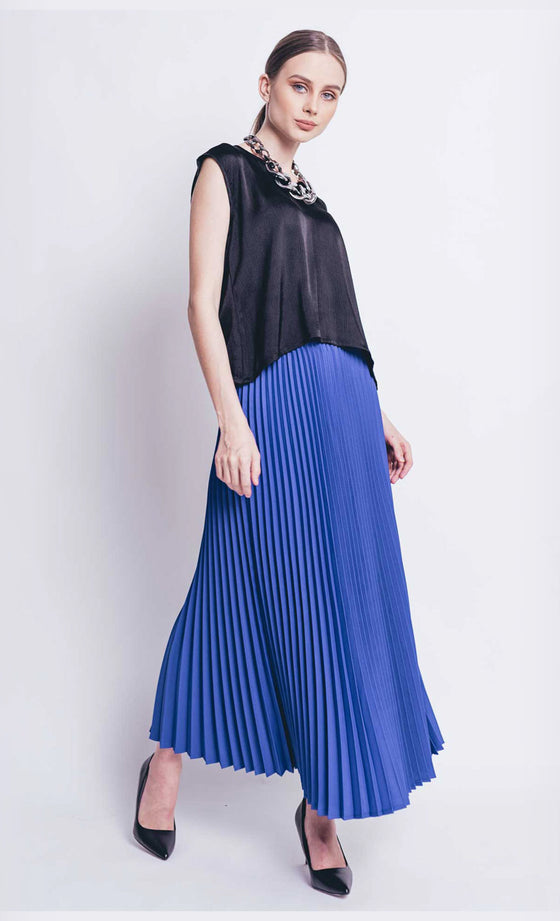 Olivia Pleated Skirt in Royal Blue