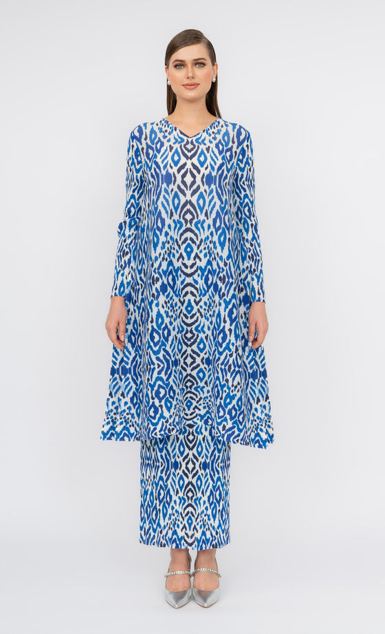Miss Classy Kurung in Royal Blue Ikat