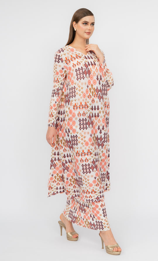 Miss Classy Kurung in Earth Tones Geometric