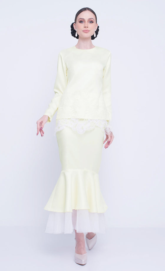 Recover Lace Kurung in Light Yellow