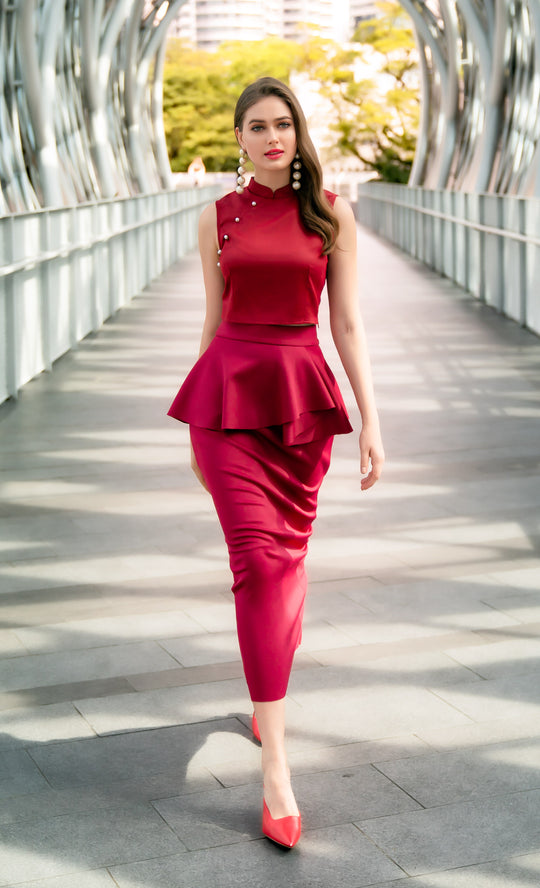 Pearla Top in Maroon