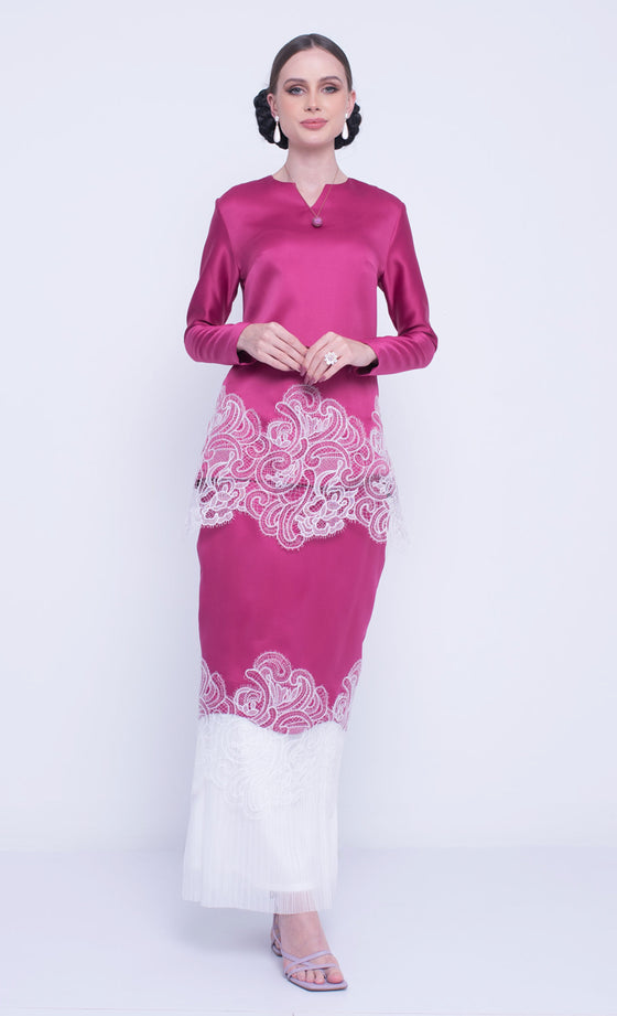 TQ Frontliners Kurung Lace in Hot Pink